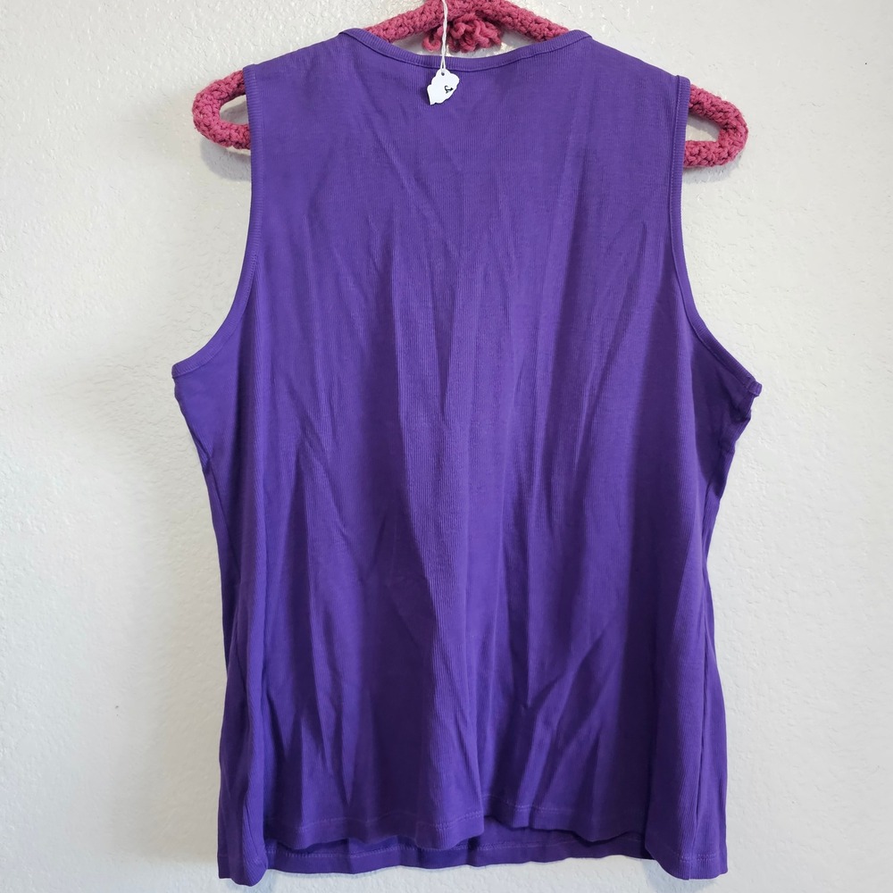 Chico's Purple Beaded V-Neck Ribbed Tank Top Sleeveless Blouse Size 3 XL - Picture 4 of 5